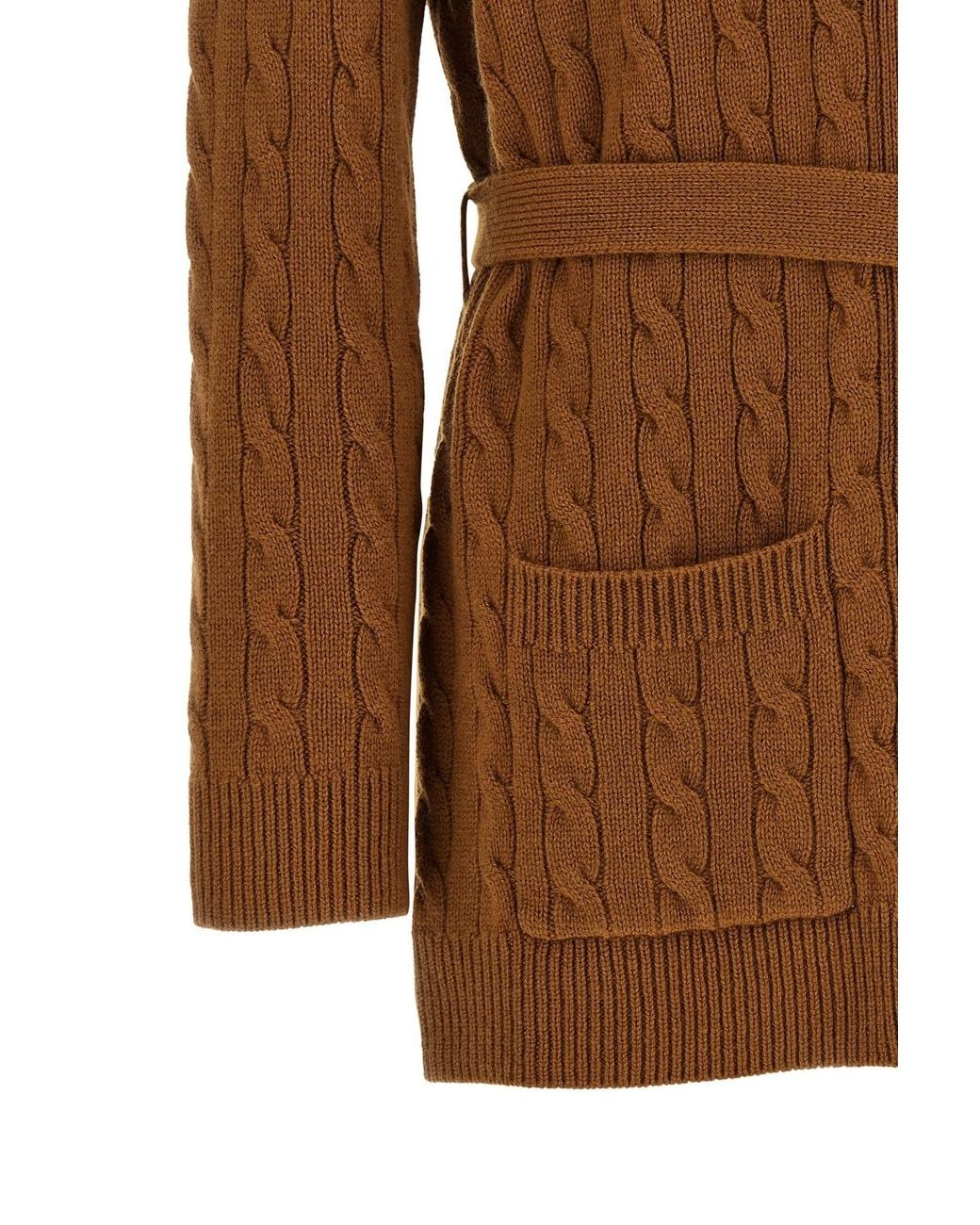 Valentino Brown Belted Button-Up Cardigan
