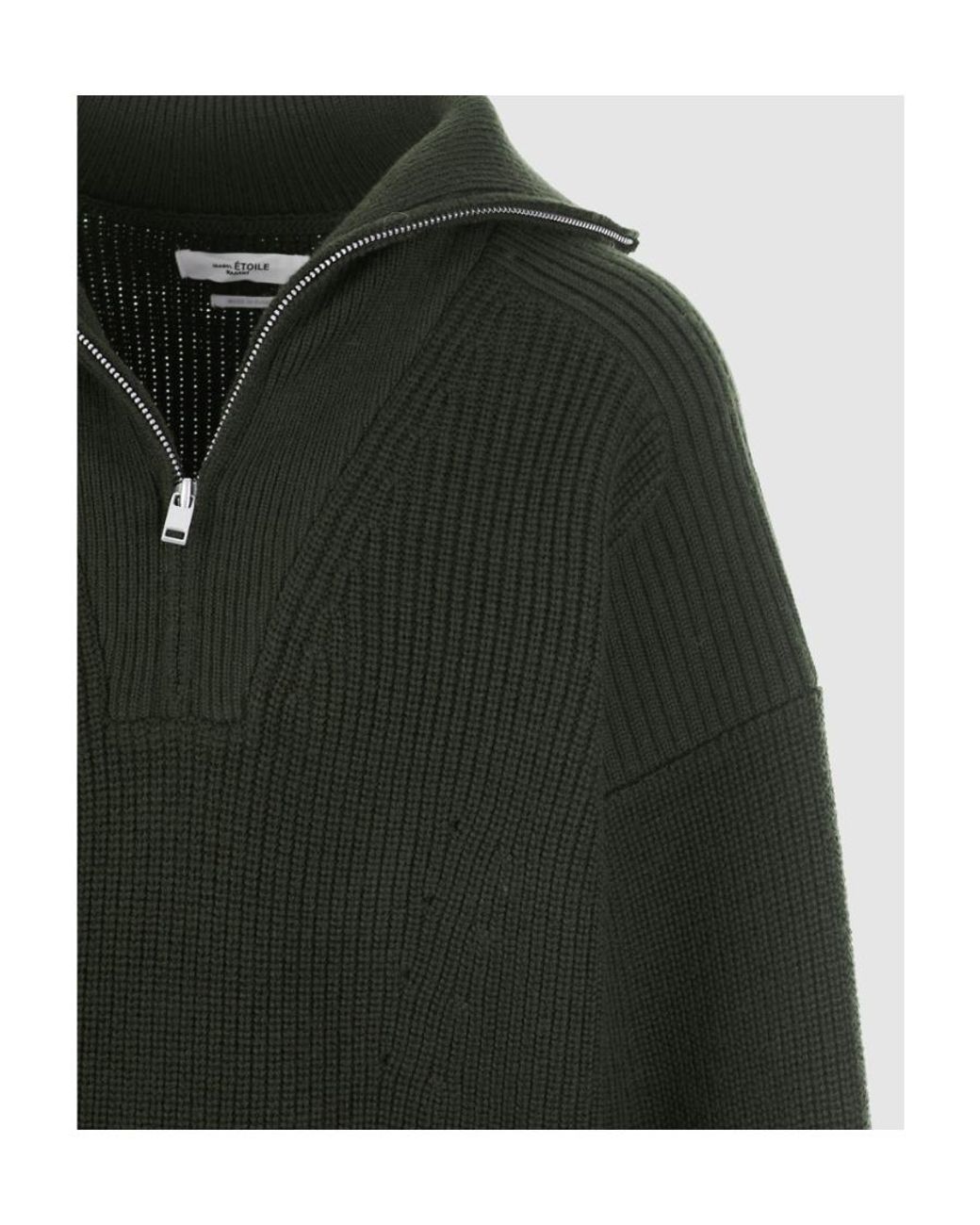 Isabel Marant Green Logo-Patch Zip-Up Jumper for men