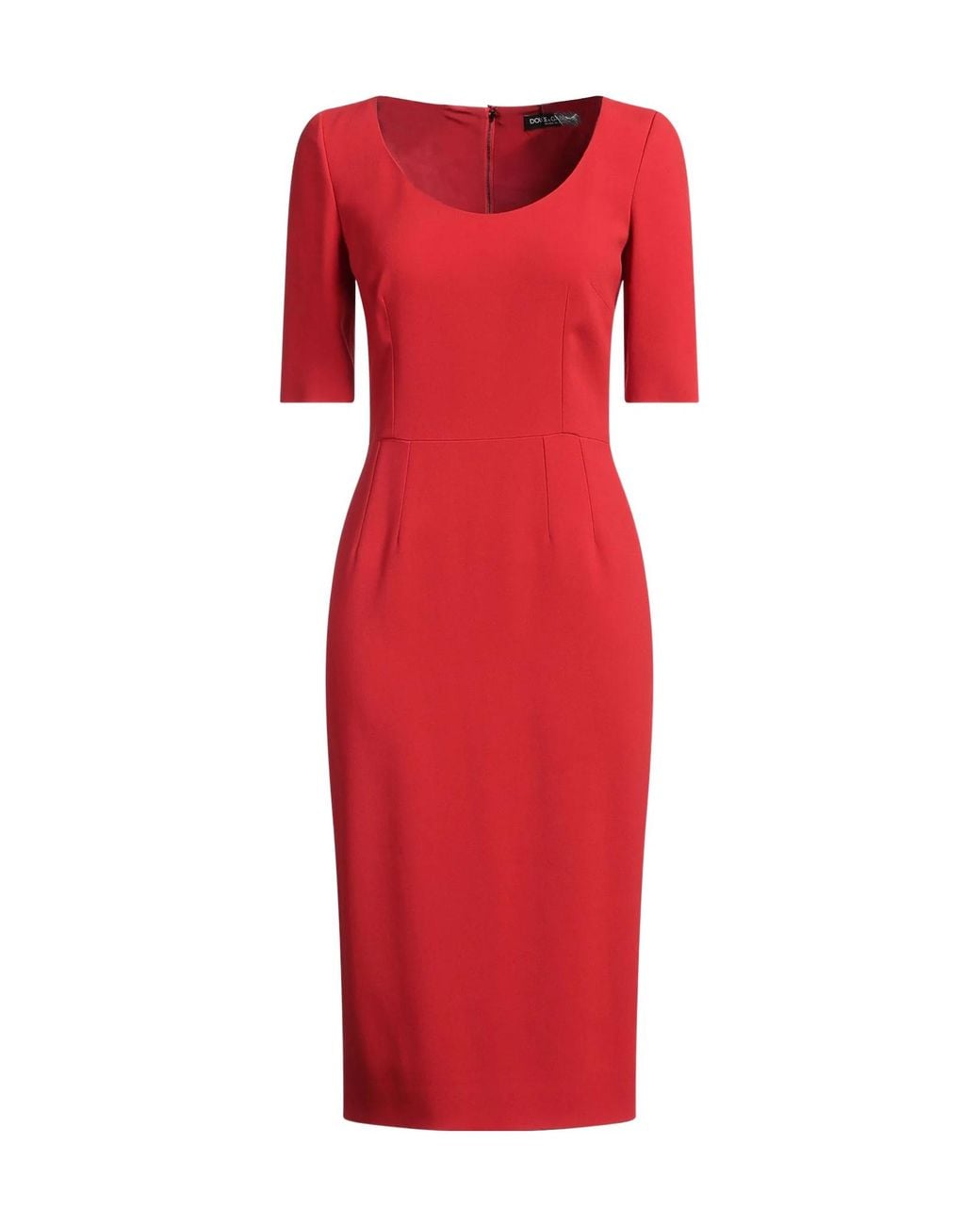 Dolce & Gabbana Red Solid Color Slim-Fit Dress