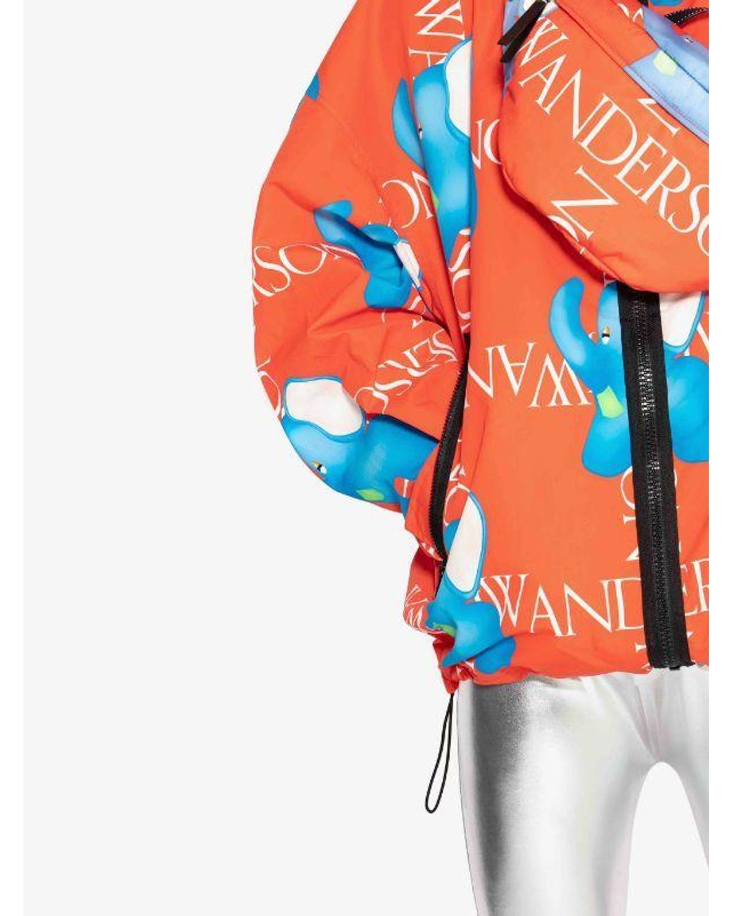 J.W. Anderson Red Jw Anderson Elephant-Printed Zipped Hooded Jacket