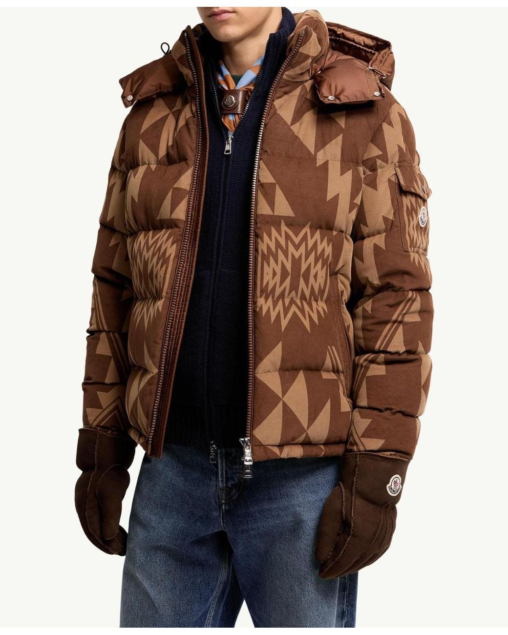 Moncler Brown Leather Gloves for men