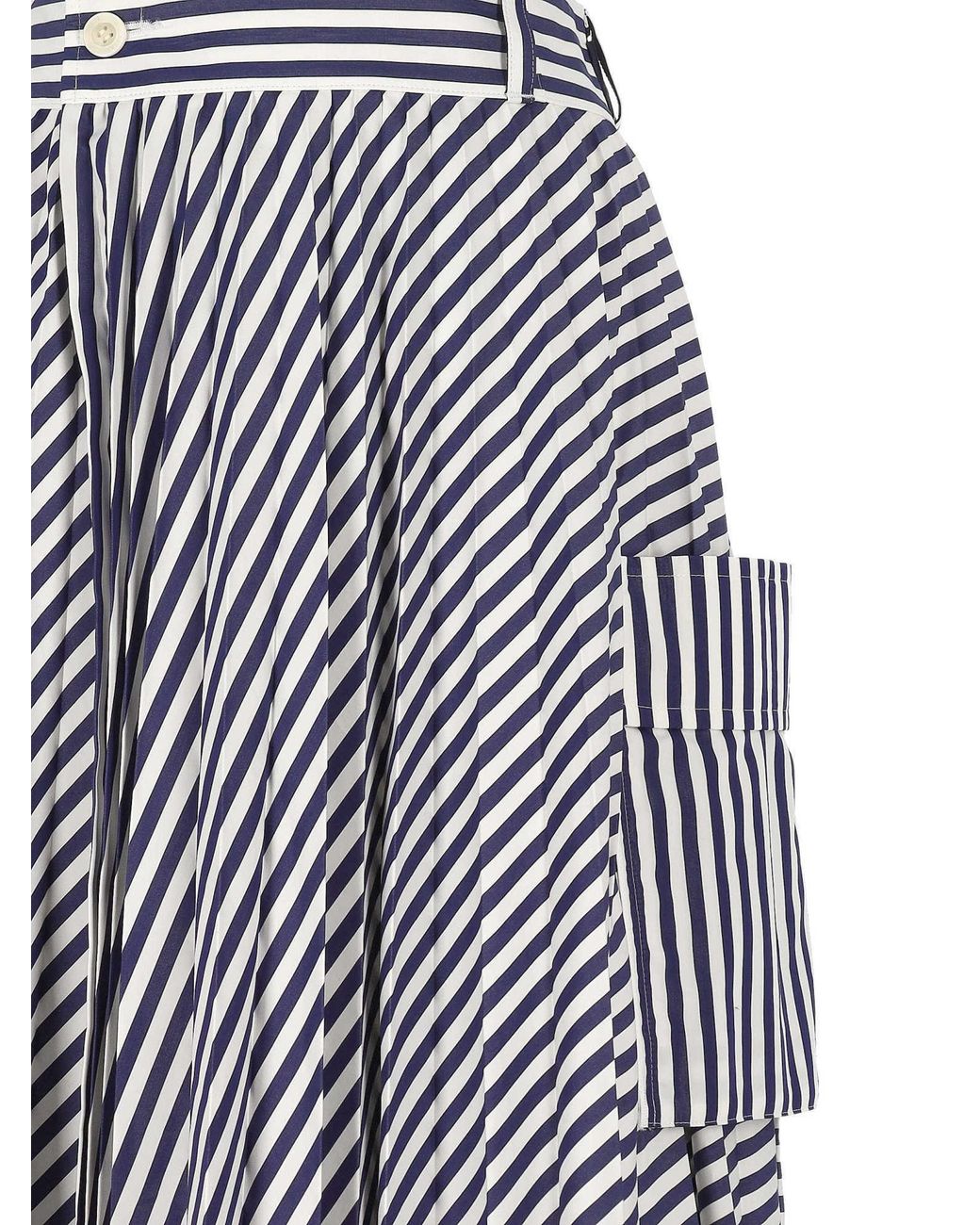 Sacai Blue Striped Midi Skirt