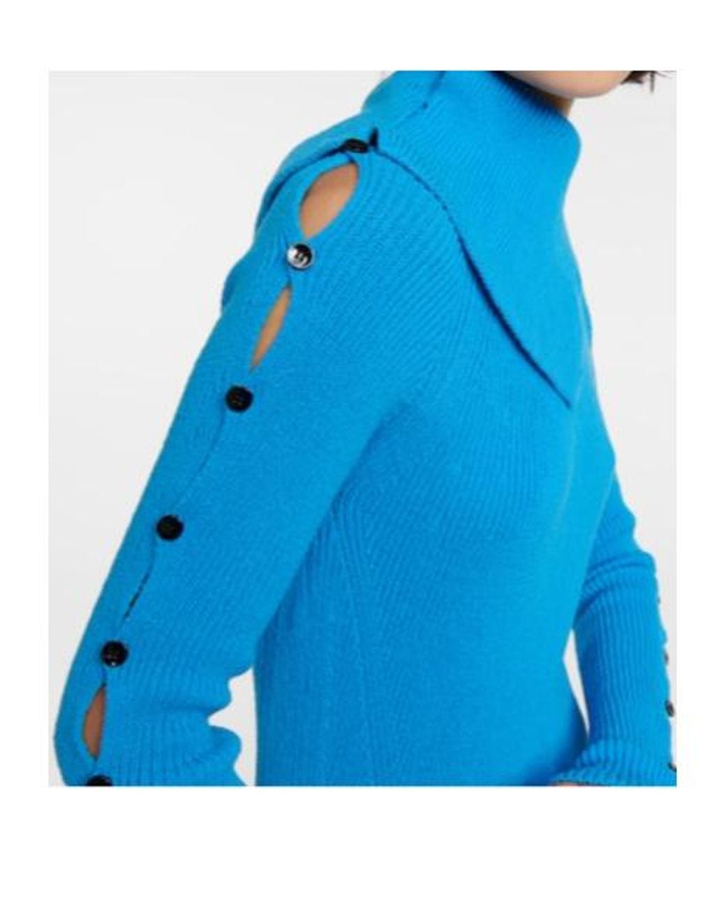 Proenza Schouler Blue Ribbed-Knit Cotton-Blend Sweater Dress