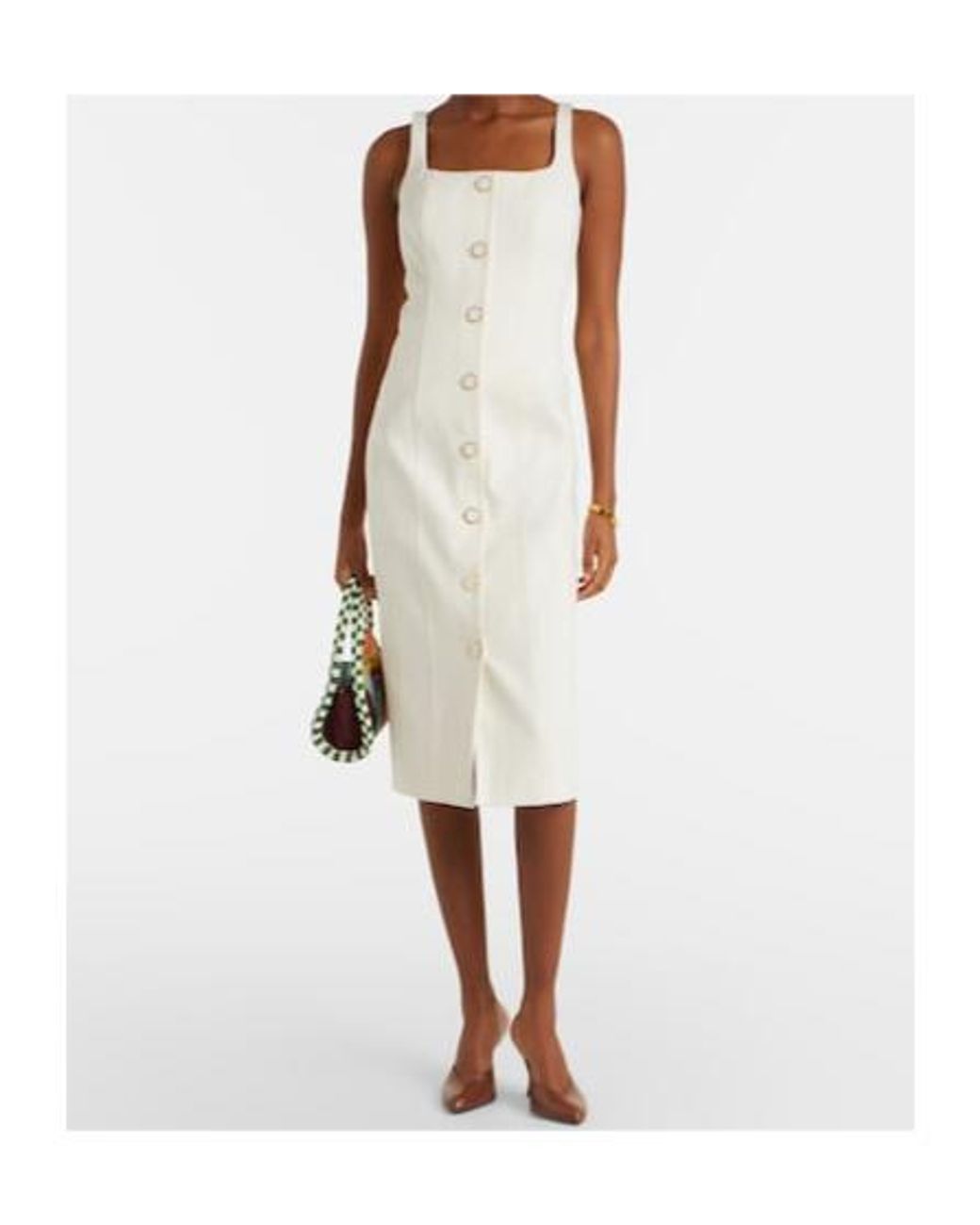 Veronica Beard White Liana Cotton Midi Dress