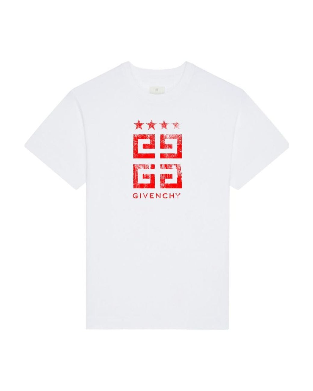 Givenchy White 4G Emblem Printed Crewneck T-Shirt for men