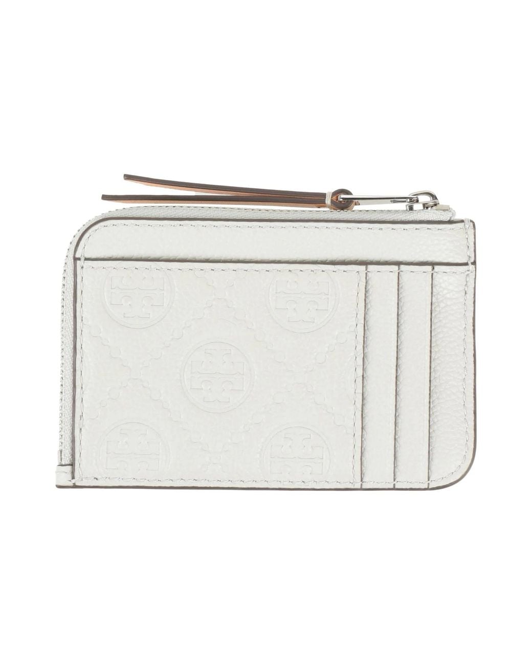 Tory Burch White Pebbled-Leather Wallets