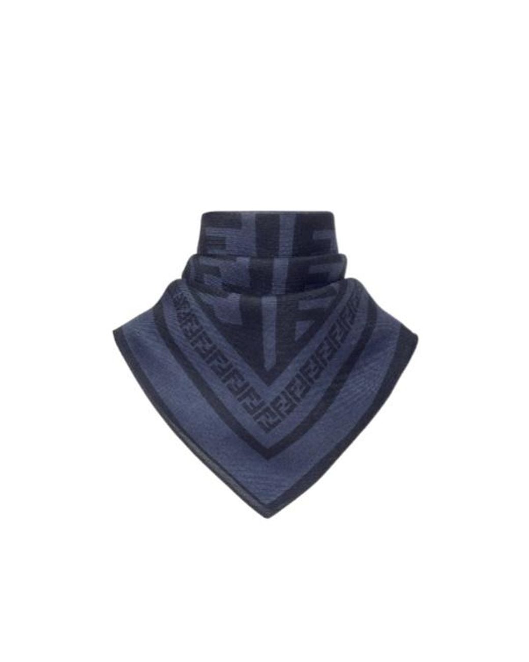 Fendi Blue Ff Printed Square Bandana for men