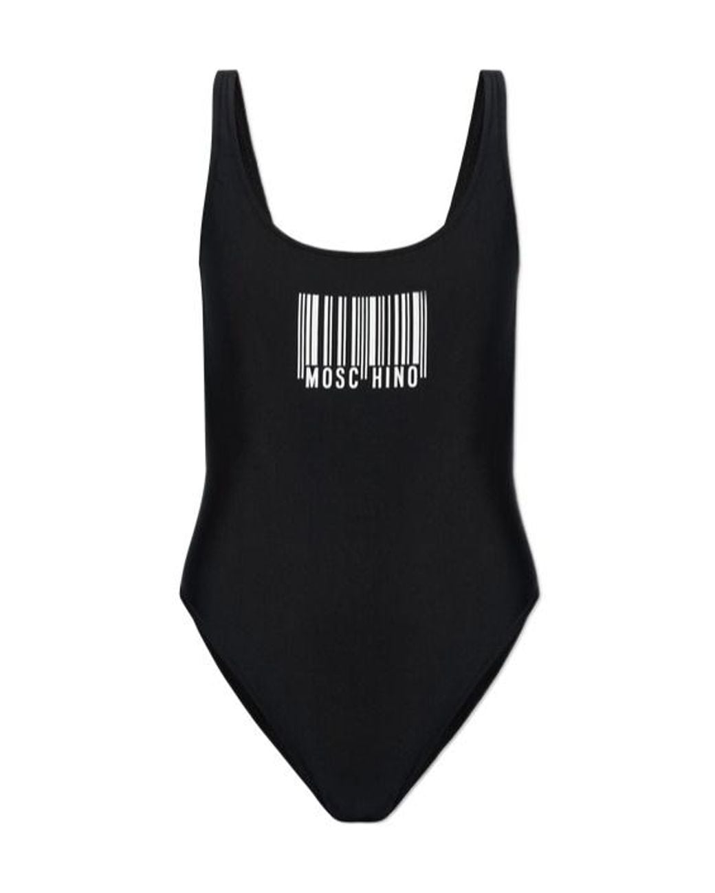 Moschino Black Logo Printed One-Piece Swimsuit