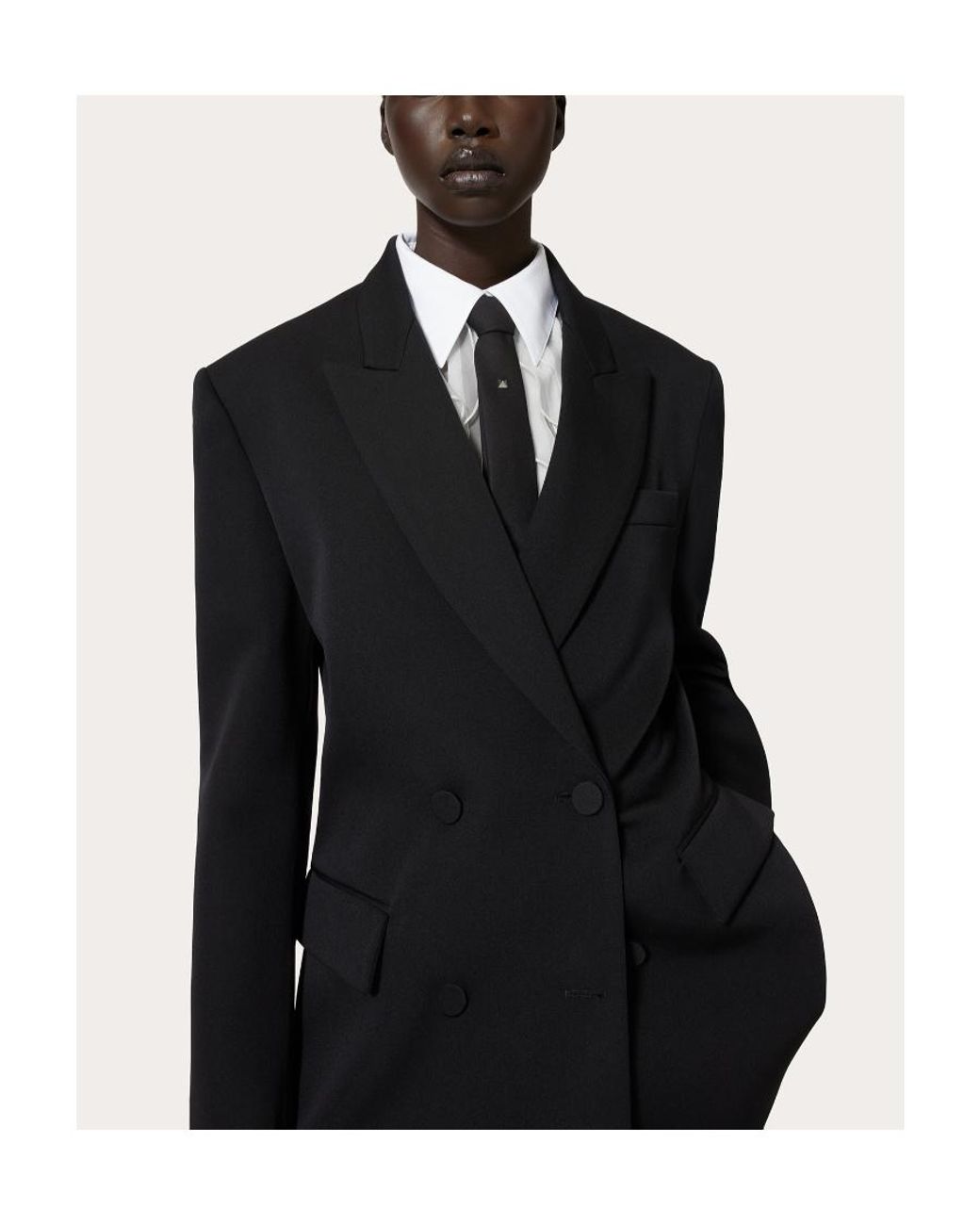 Valentino Black Double-Breasted Long-Sleeved Blazer