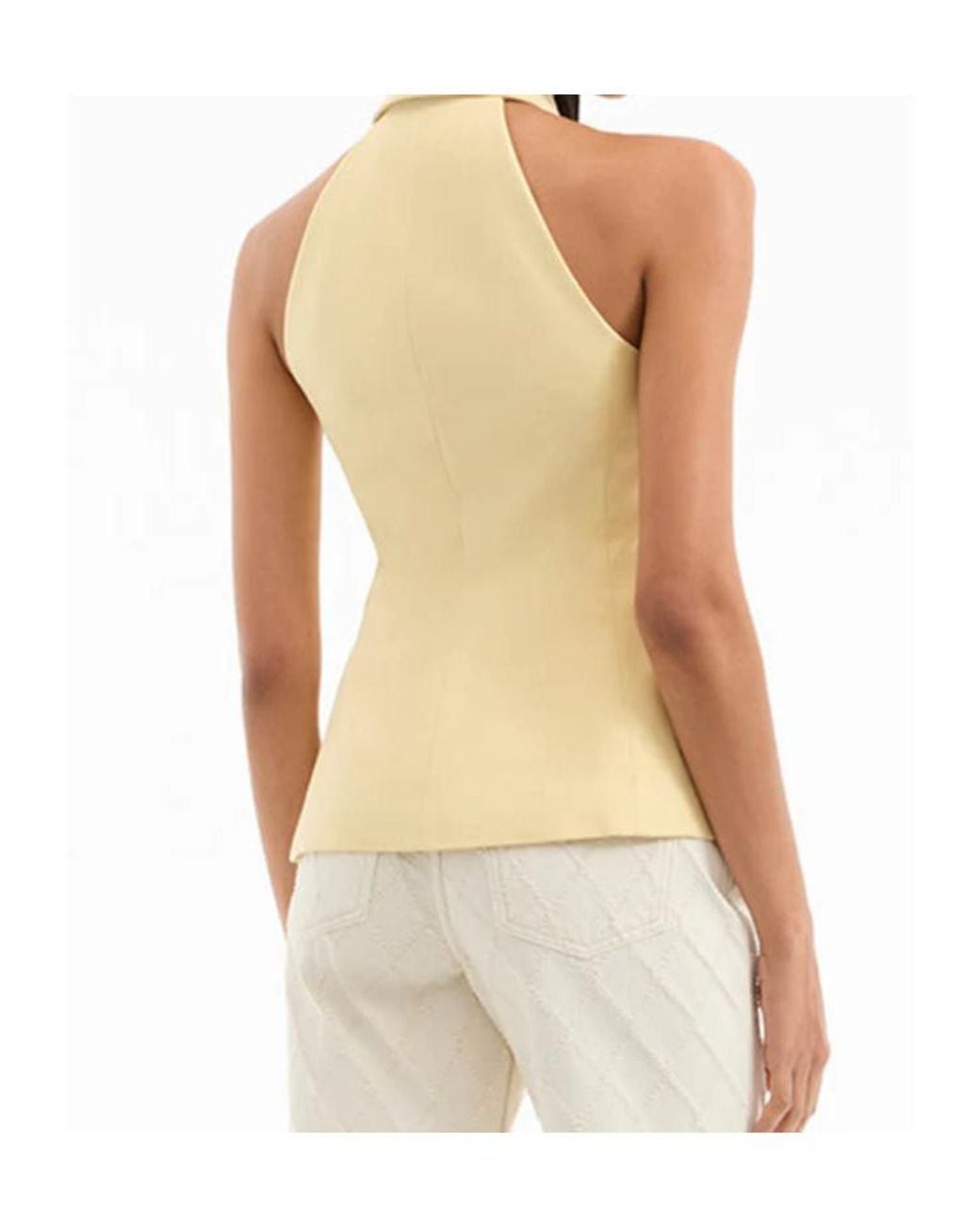 Veronica Beard Yellow Orlinda Linen-Blend Twill Vest