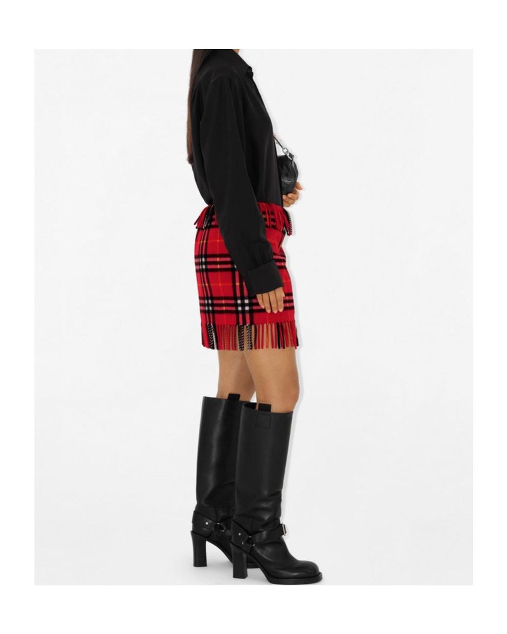 Burberry Red Tartan-Pattern Skirt