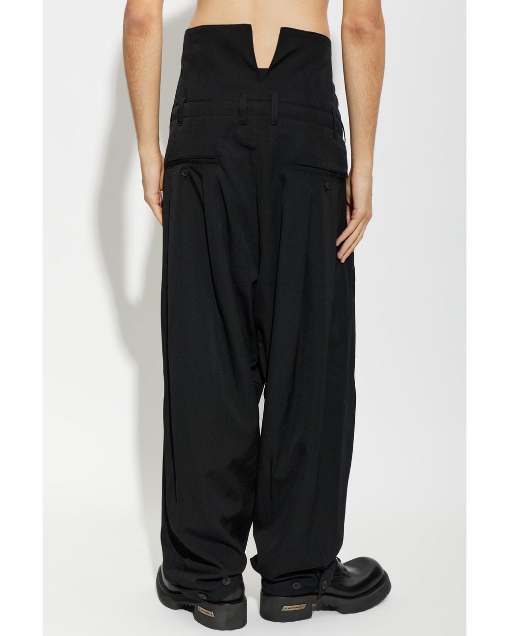 Yohji Yamamoto Black High Waist Wide-Leg Pants for men