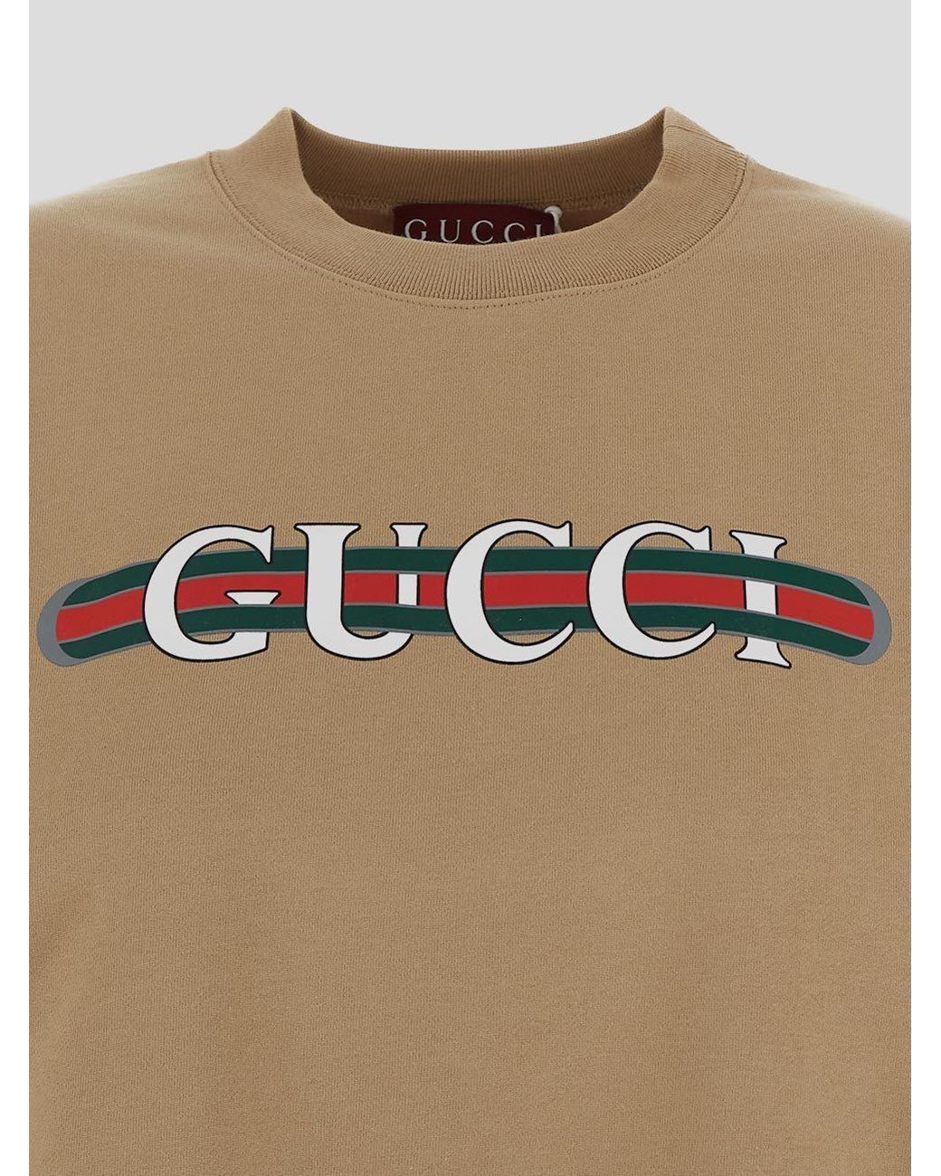 Gucci Natural Logo Printed Crewneck Sweatshirt