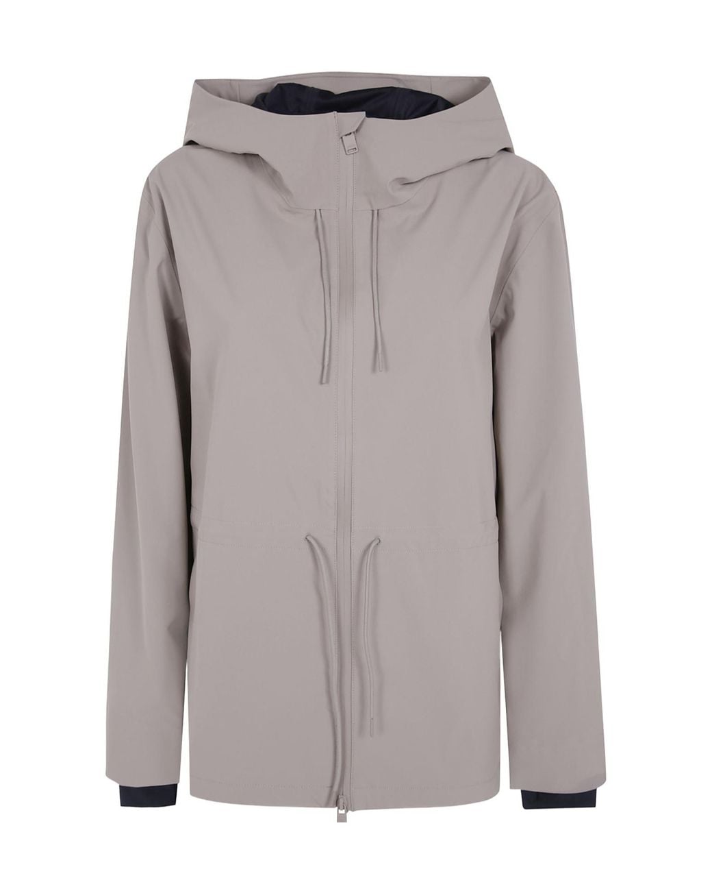 Rains Gray Drawstring Hooded Coat