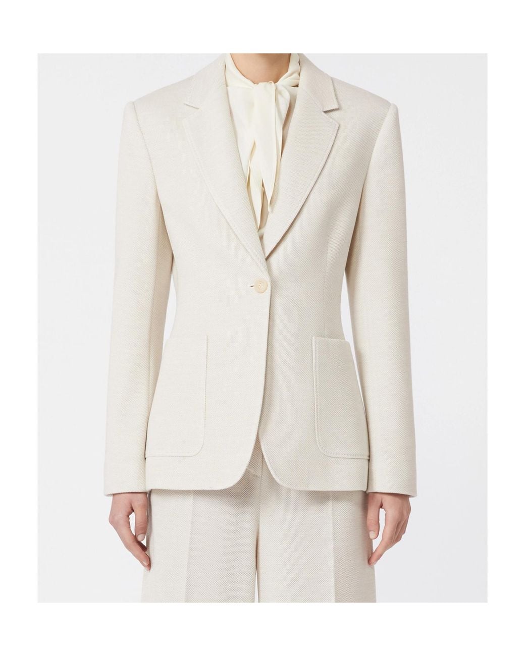 Max Mara White Utilita Single-Breasted Blazer