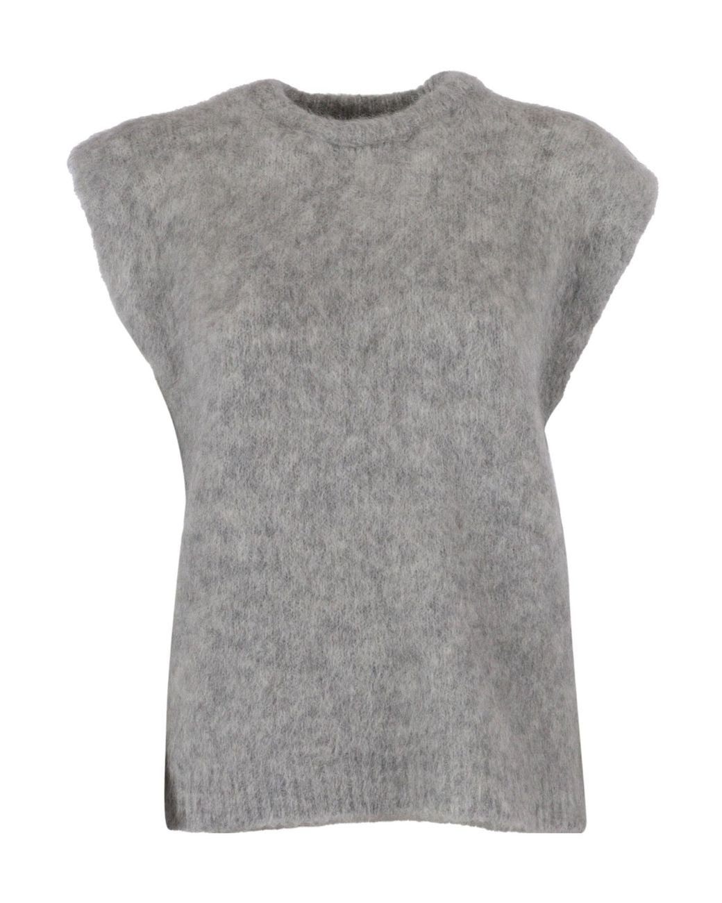 Forte_forte Gray Sleeveless Cropped Knitted Tank Top