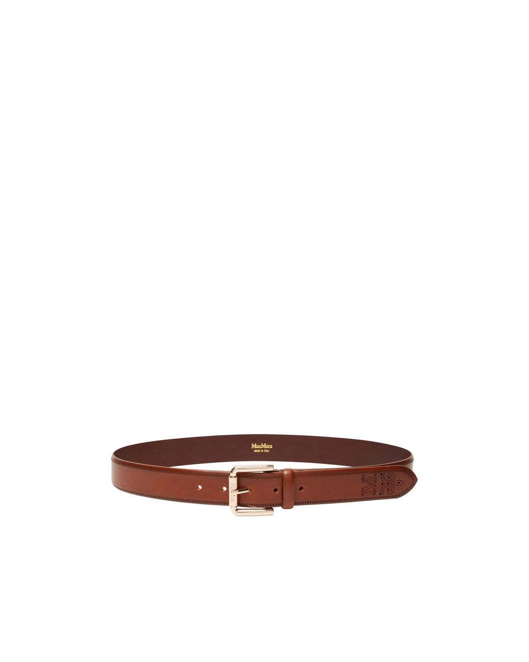 Max Mara Brown Logo Engraved Belt