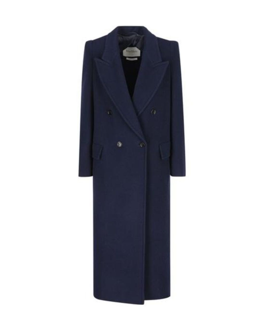 Max Mara Blue Albania1234 Double-Breasted Long-Sleeved Coat