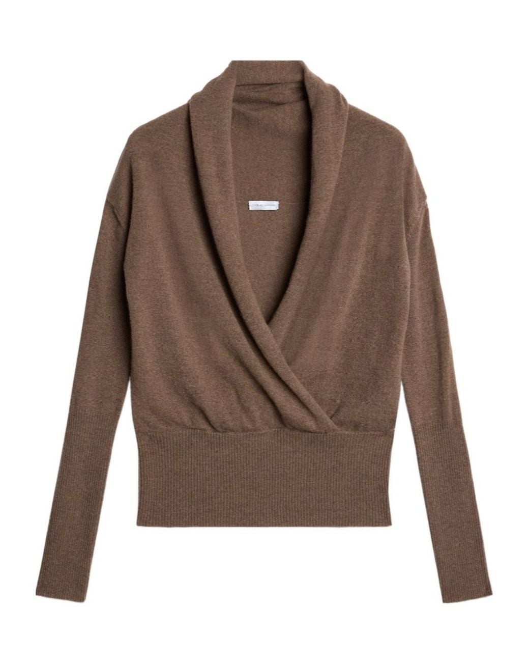 7 For All Mankind Brown Wrap V-Neck Sweater