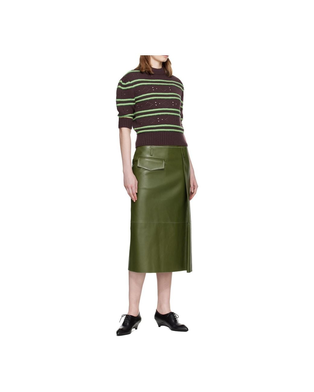 Marni Green Openwork Knit Sweater