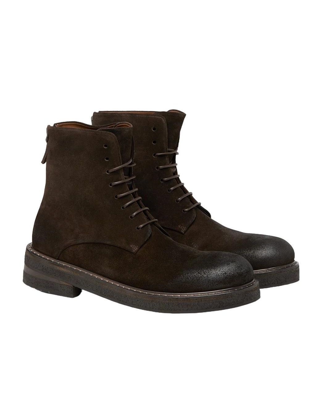 Marsèll Brown Parrucca Dark Leather Combat Boots for men