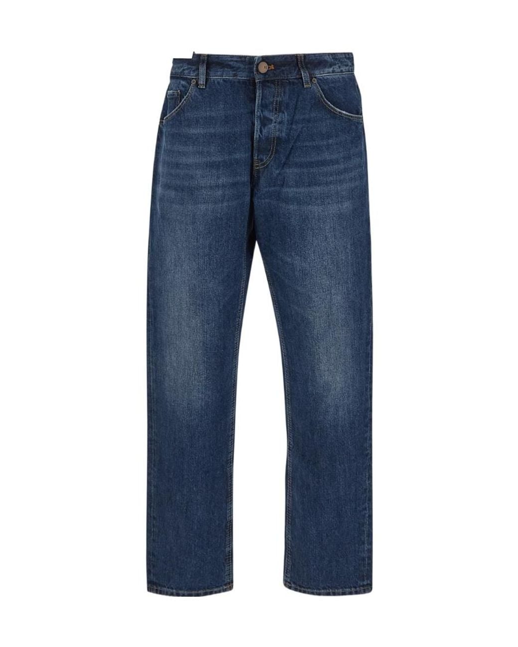 Pt Pantaloni Blue Logo-Patch Straight-Leg Jeans for men