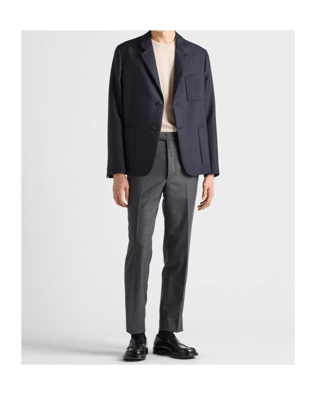 Prada Blue Single-Breasted Wool And Mohair Jacket for men