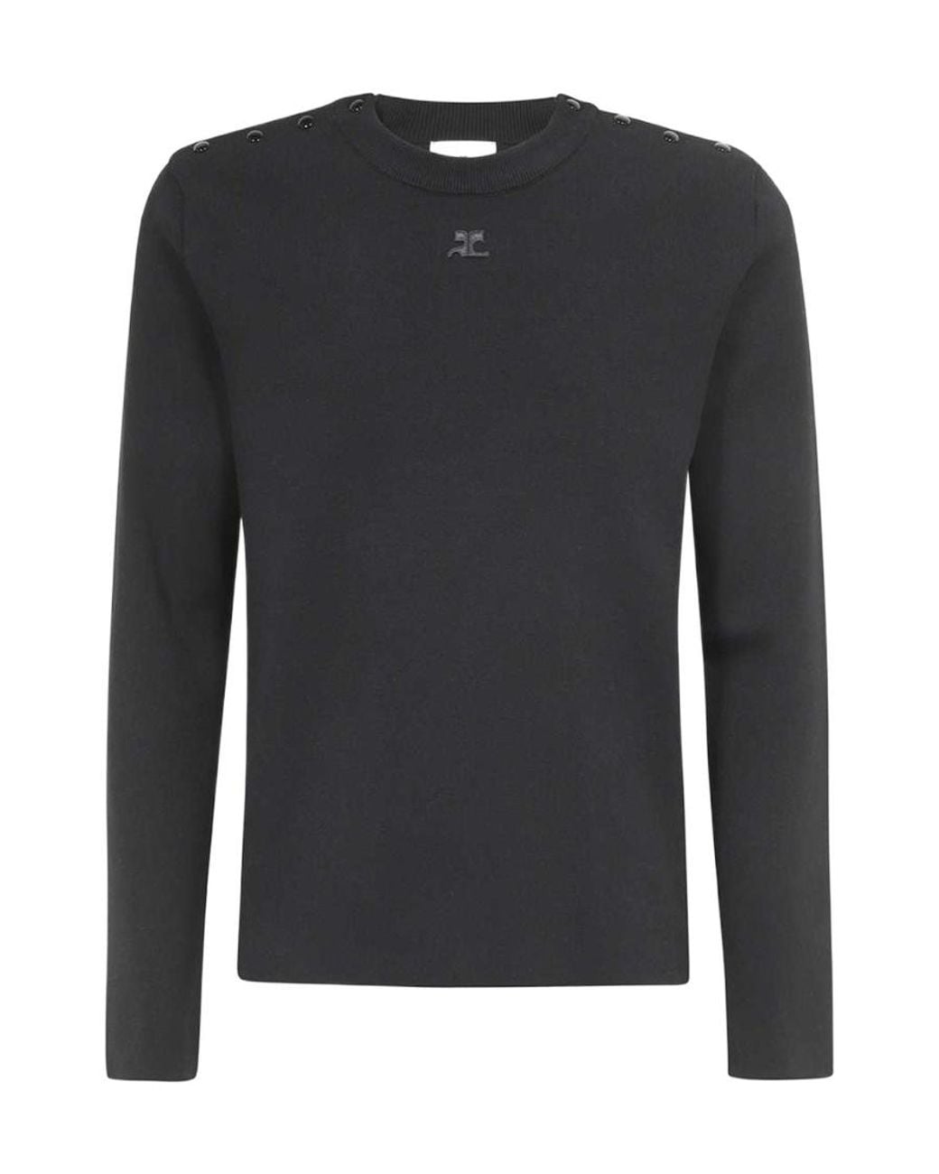 Courreges Black Logo-Patch Buttoned Jumper for men