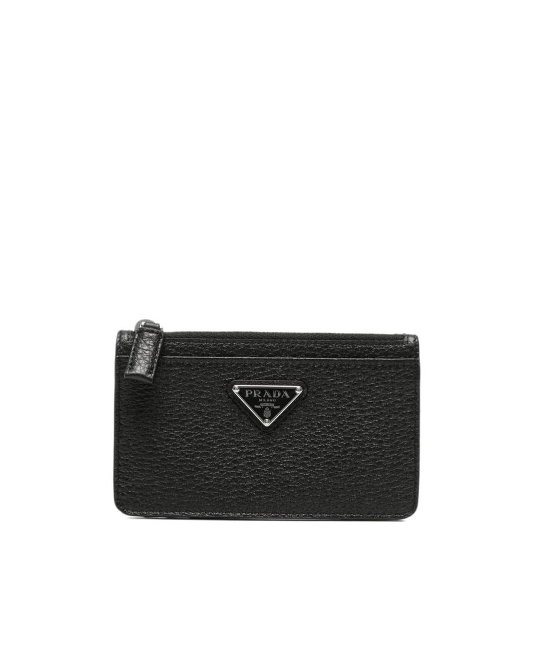 Prada Black Logo-Plaque Leather Cardholder for men