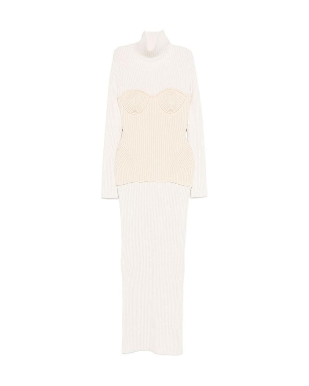 Jean Paul Gaultier White Long Sleeve Dress