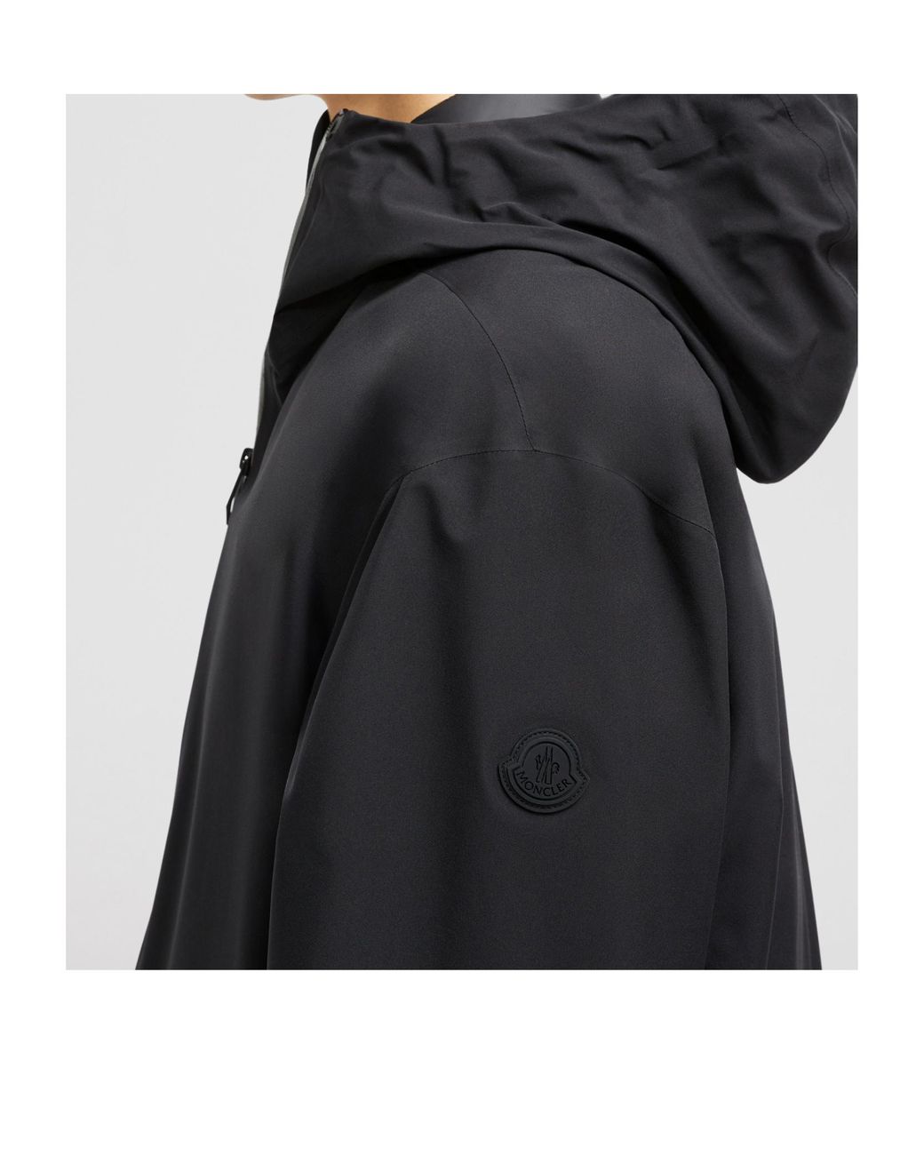 Moncler Black Zip-Up Hooded Jacket for men