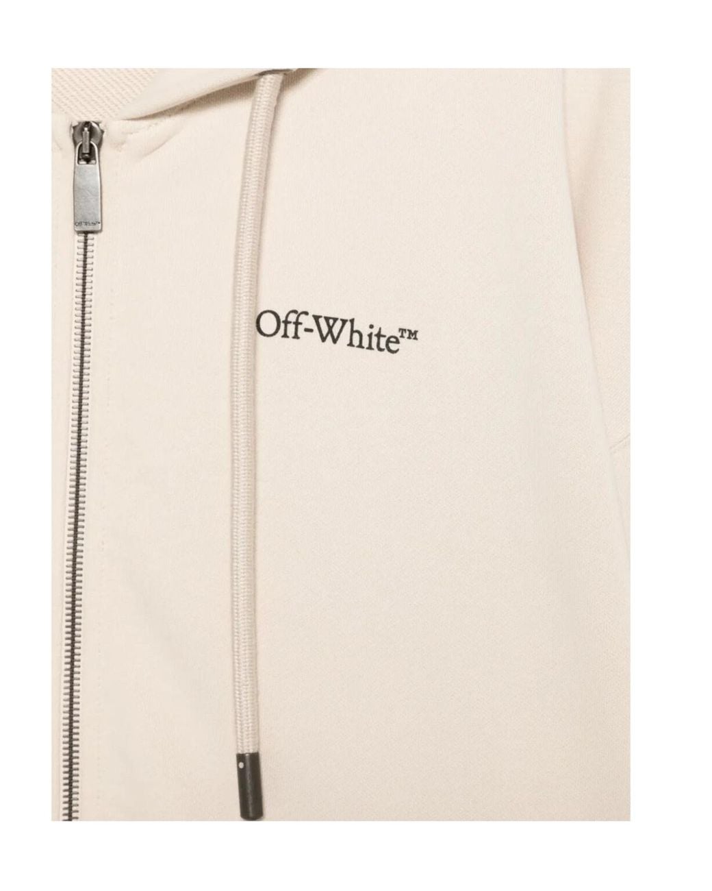Off-White c/o Virgil Abloh Natural Zip-Up Drawstring Hoodie for men