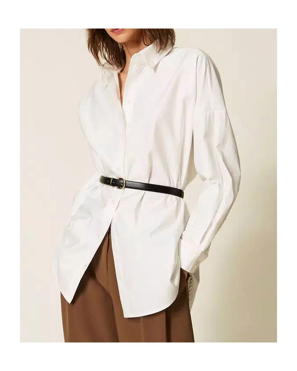 Twinset White Belted Poplin Shirt