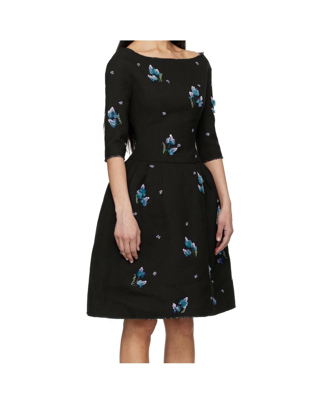 ShuShu/Tong Black Floral-Appliqué Dress