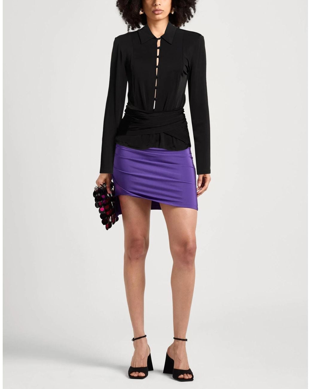 Ganni Black Solid Colour Shirts Blouses