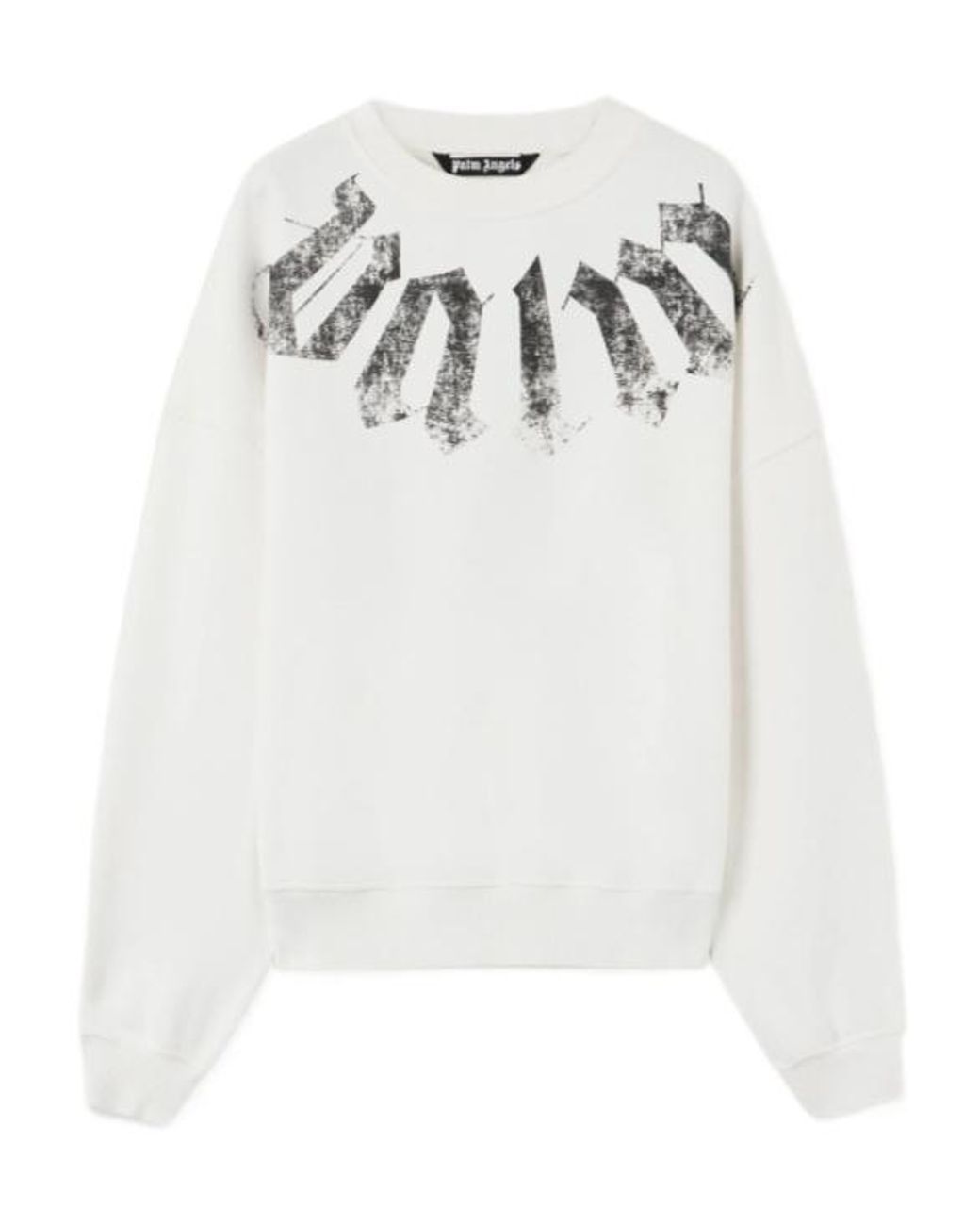 Palm Angels White Big Neck Logo Loose Crewneck Sweatshirt for men
