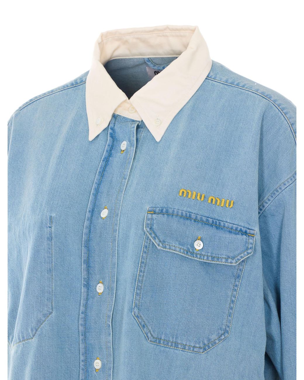 Miu Miu Blue Oversized Denim Shirt