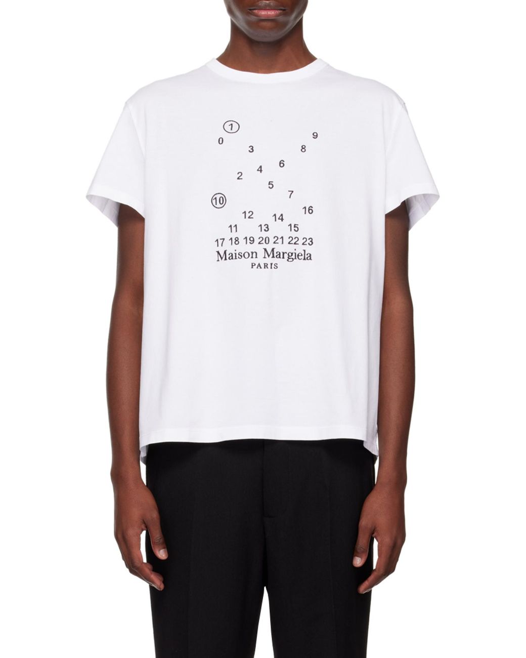 Maison Margiela White Graphic-Printed Crewneck T-Shirt for men