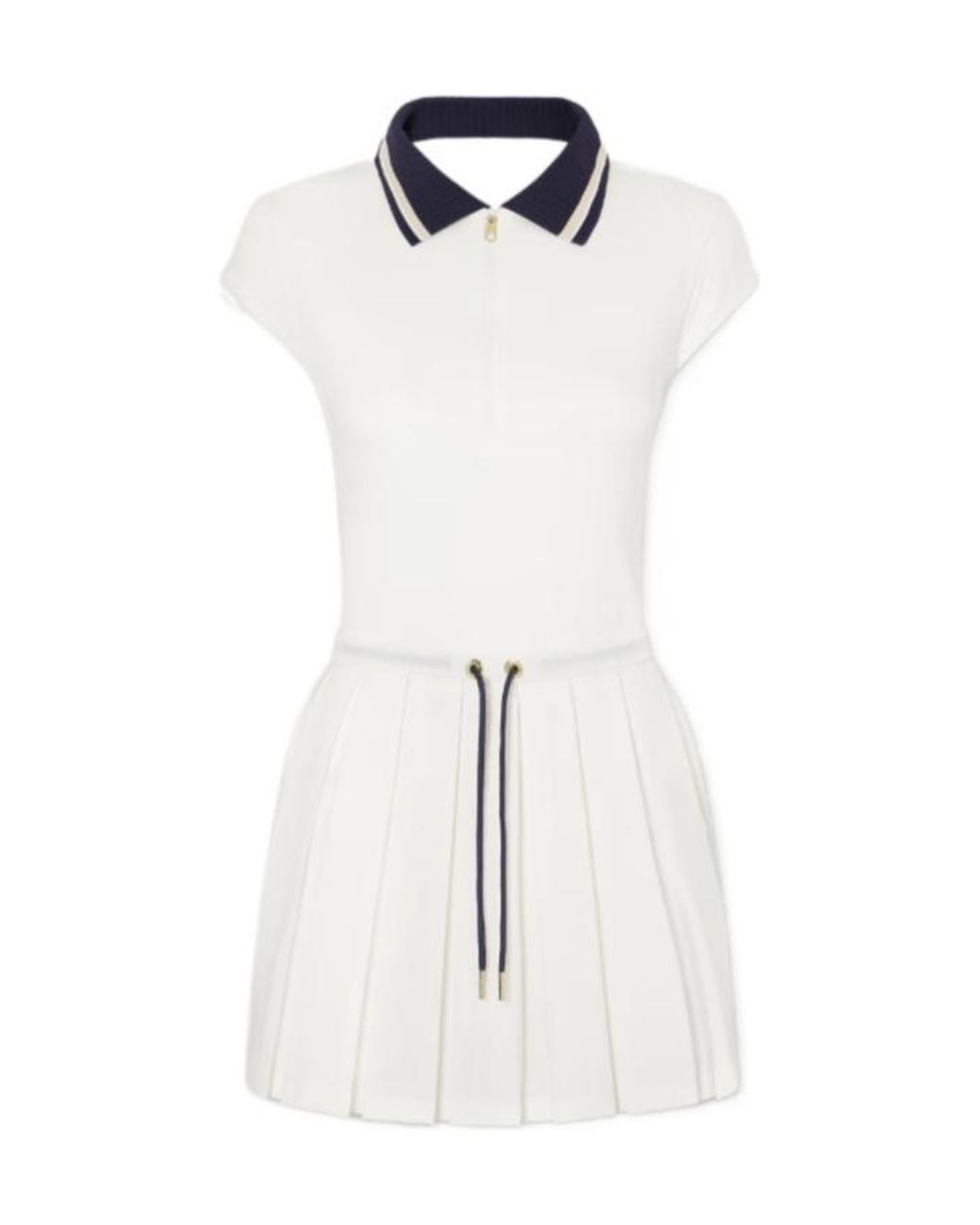 Varley White Pleated Pointelle-Jersey Dress