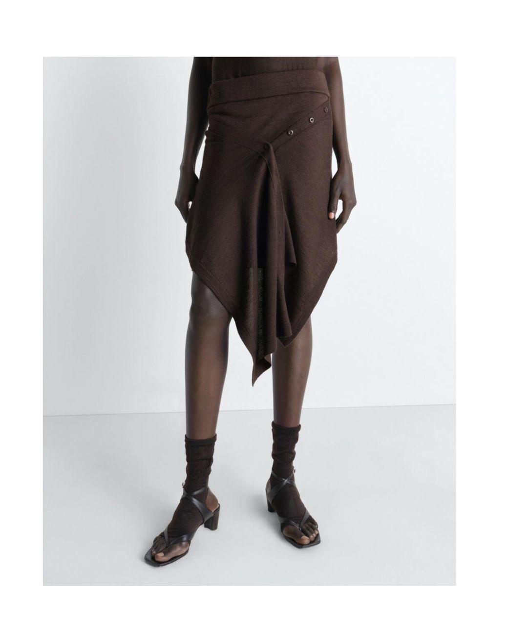 Lemaire Brown Buttoned Midi Skirt