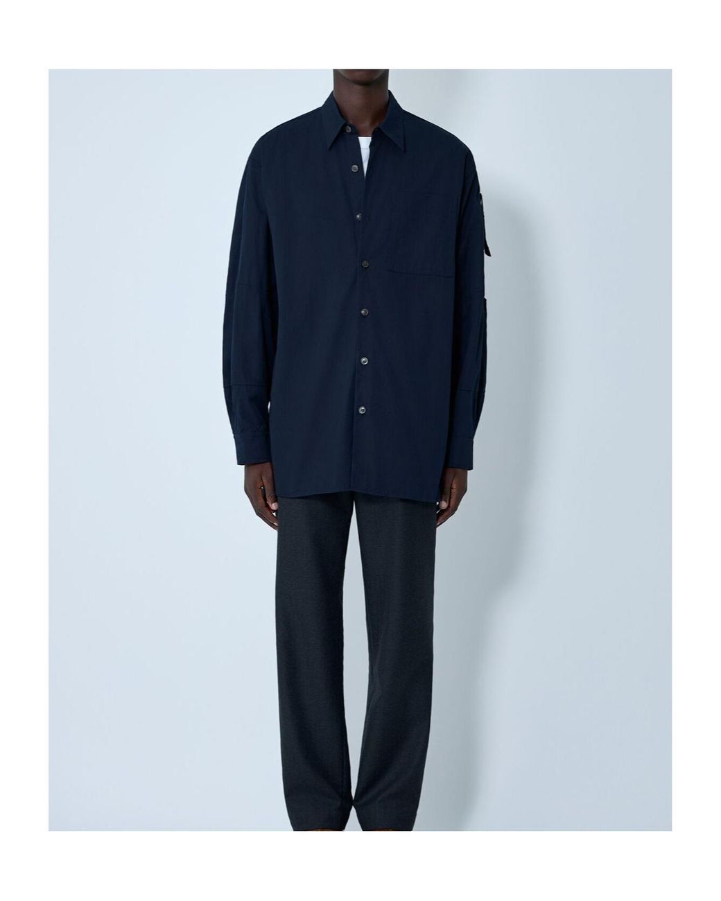 Dries Van Noten Blue Button Down Poplin Shirt for men