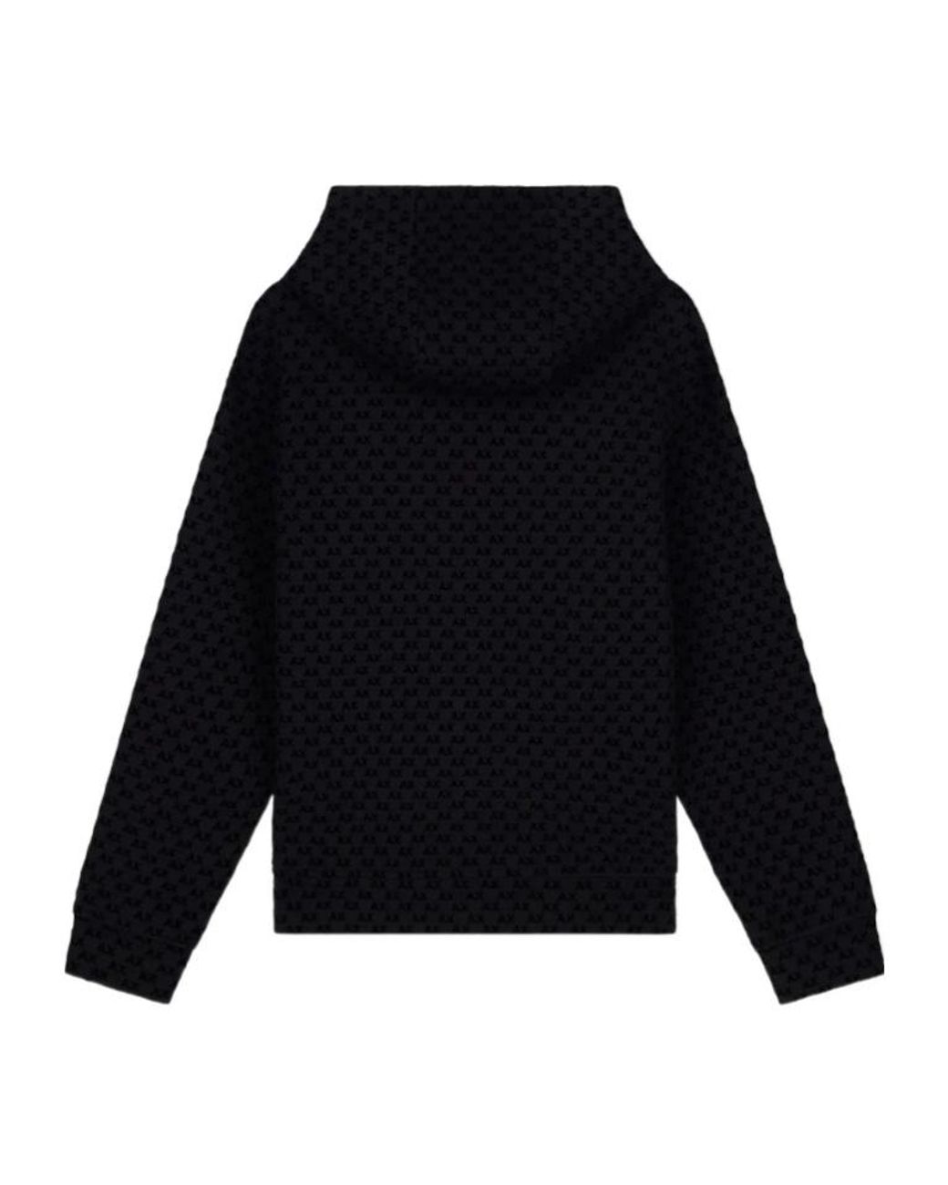 ARMANI EXCHANGE Blue Logo-Pattern Drawstring Hoodie for men