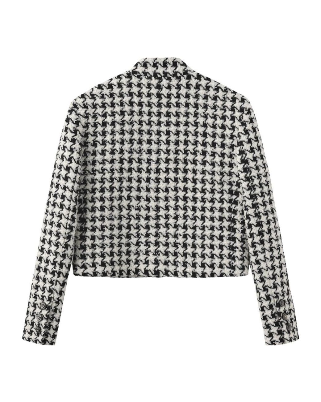 Marissa Chiara Black Houndstooth Casual Jacket