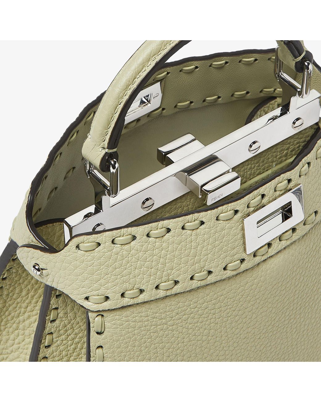 Fendi Metallic Sage Selleria Bag With 306 Hand-Sewn Topstitches