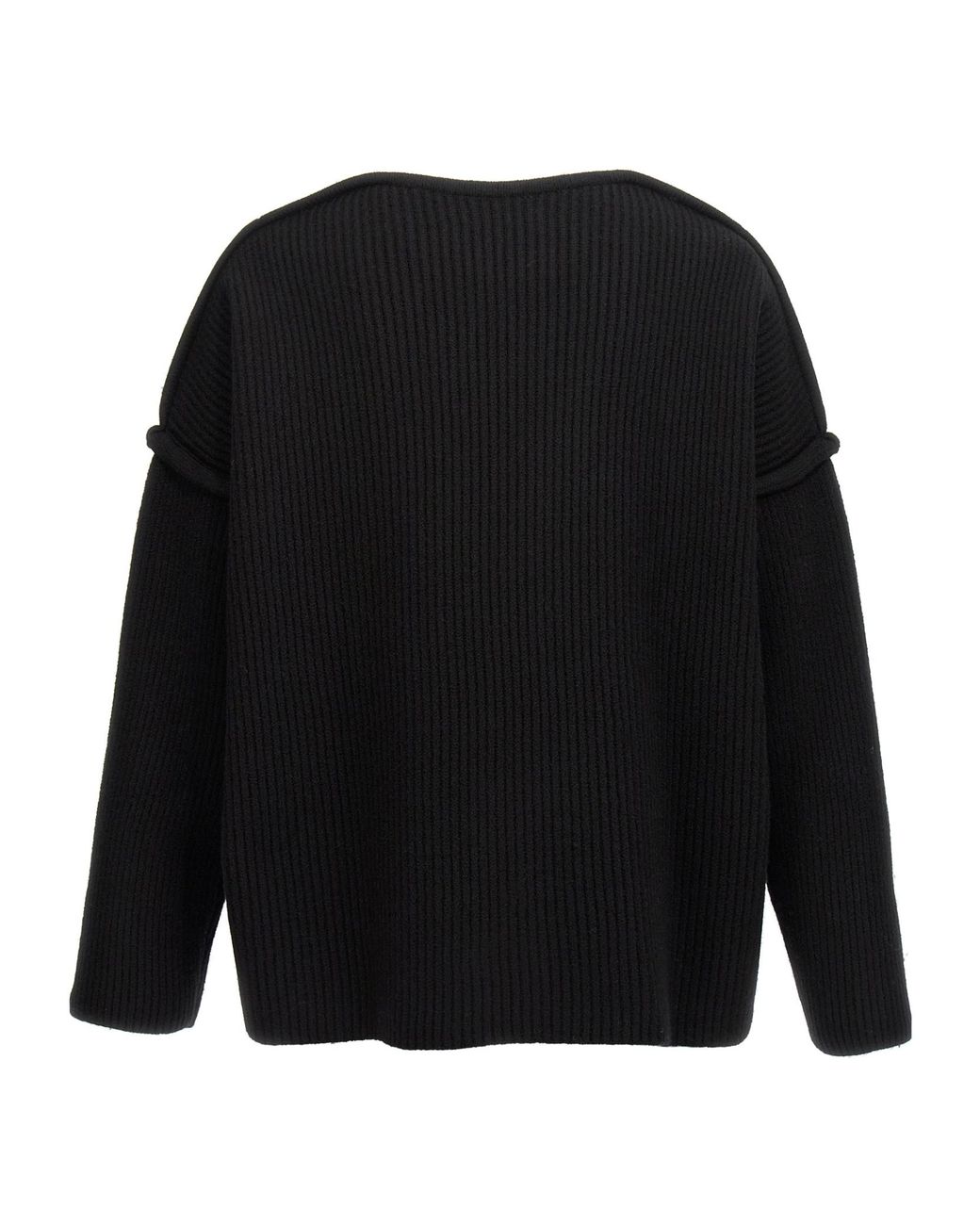 Jil Sander Black Geometric Neckline Knitted Jumper for men