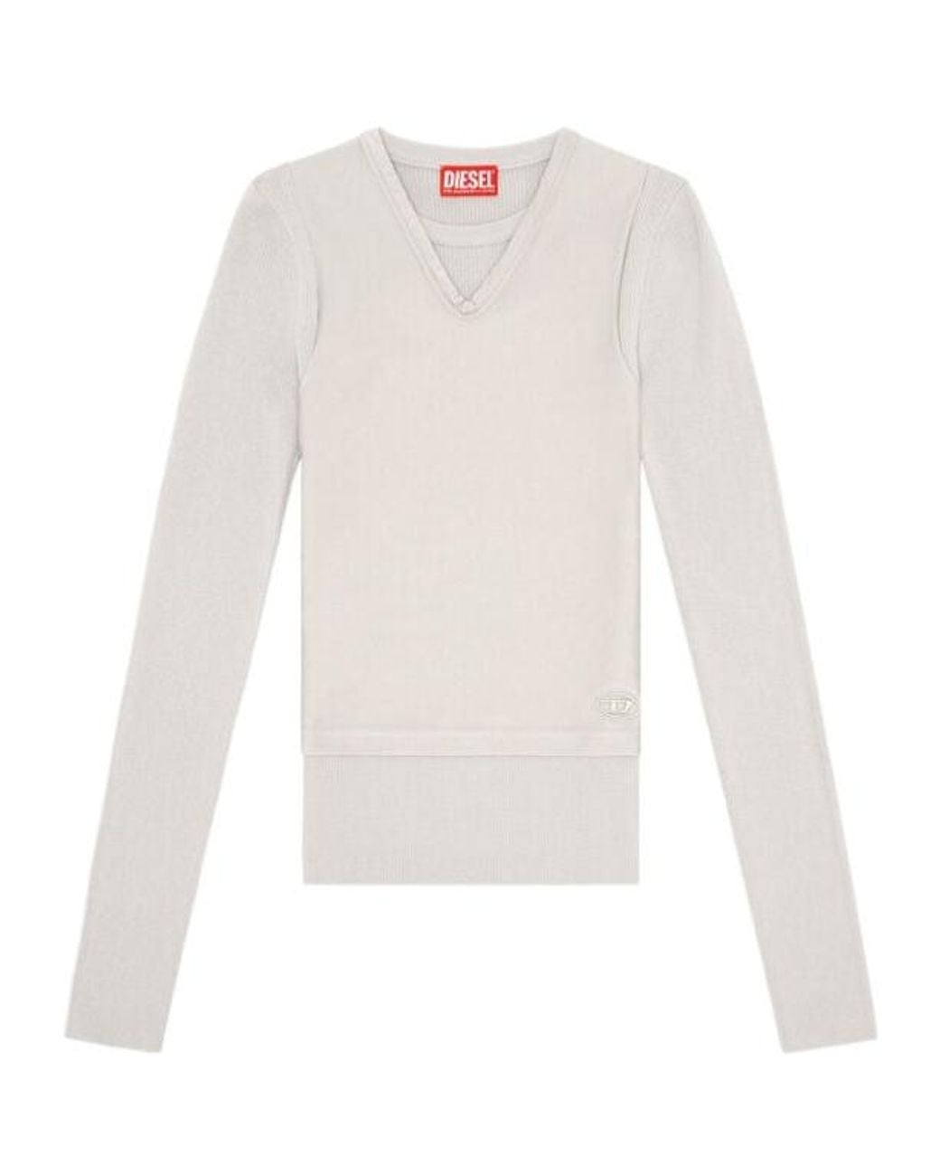 DIESEL White Layered Long-Sleeve Knit With Vest Overlay
