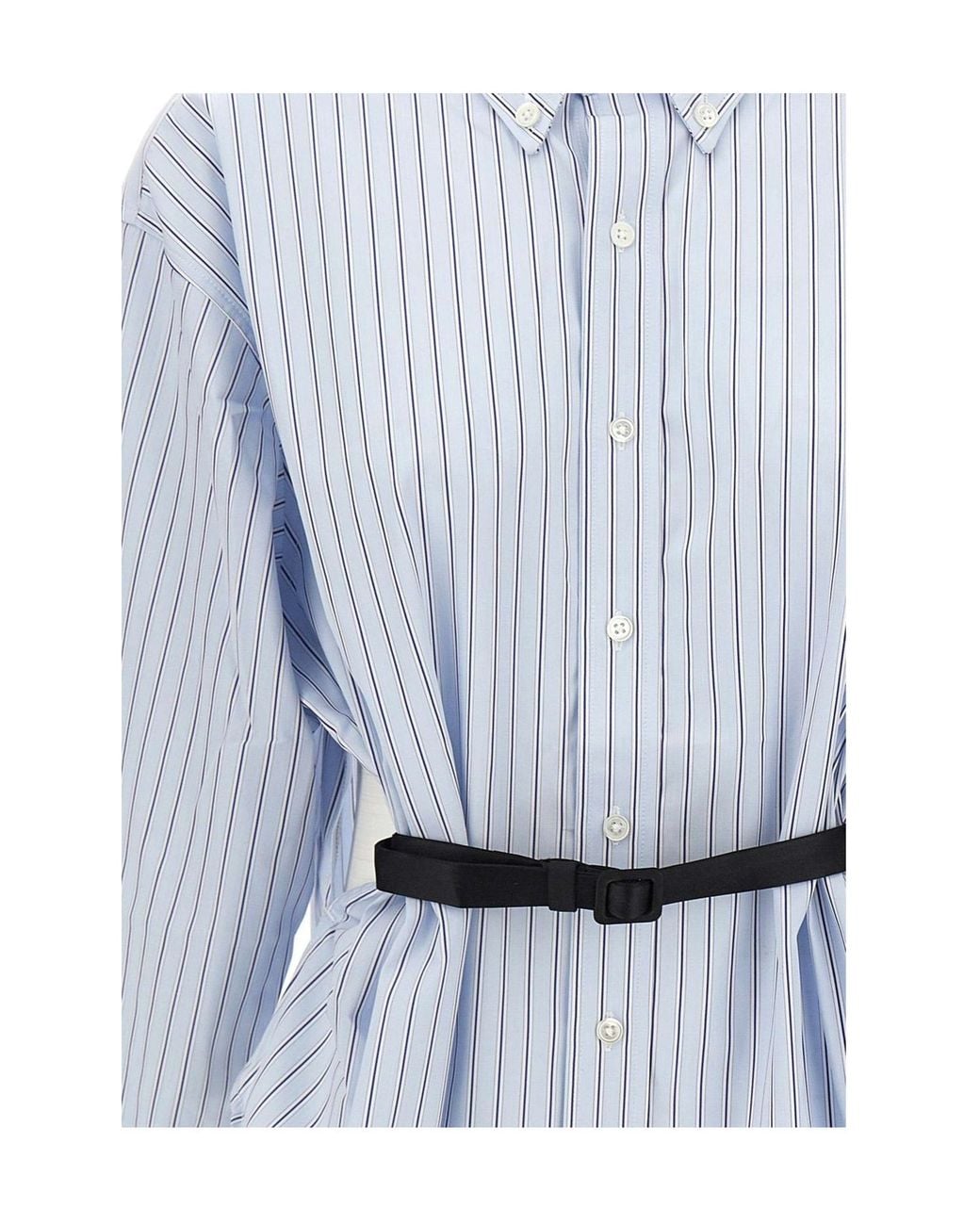 VAQUERA Blue Belted Cut-Out Stripe Shirt