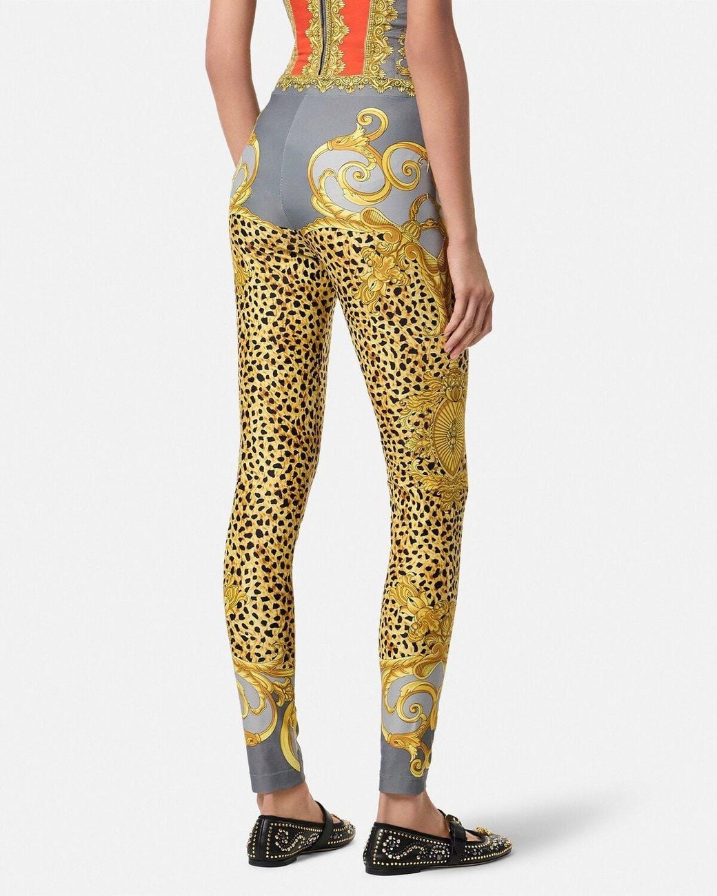 Versace Yellow Baroque-Print Leggings