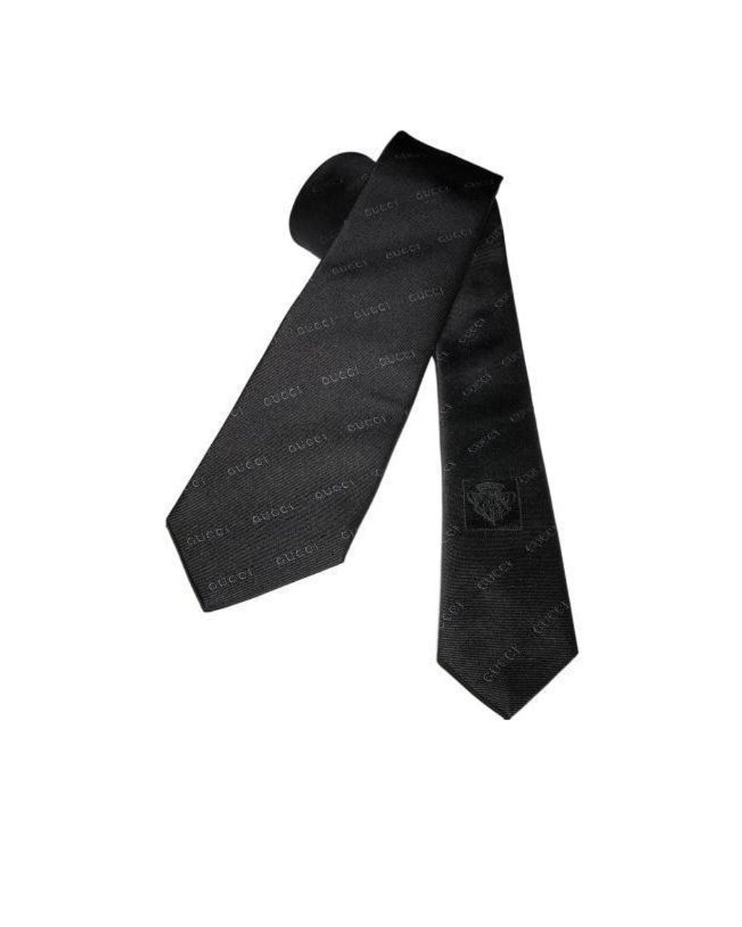 Gucci Black Gg Jacquard Tie for men