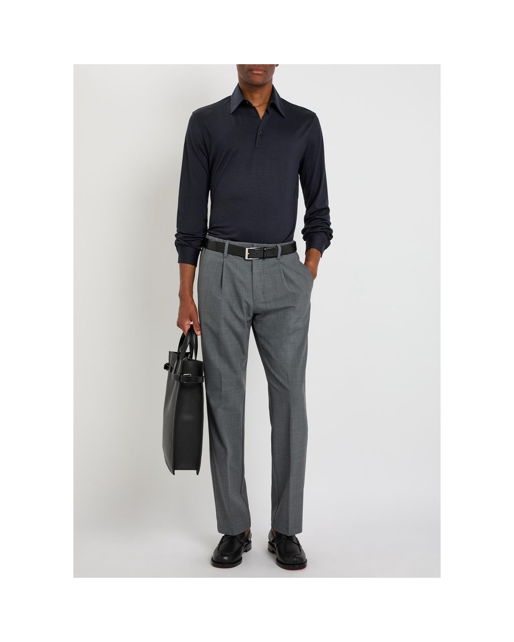 Herno Blue Sleeve Wool Polo Shirt for men
